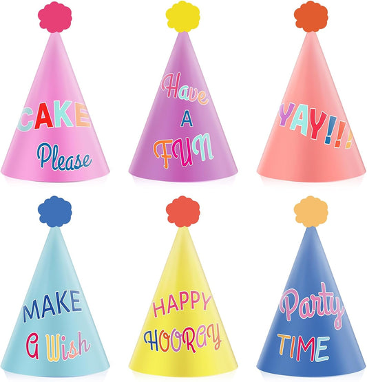 24PCS Colorful Party Hats for Happy Birthday Party Supplies Rainbow Themed Party Cone Hats Colorful Paper Hats Party Decorations for Kids and Adults Birthday Baby Shower Bridal Shower Party Favor