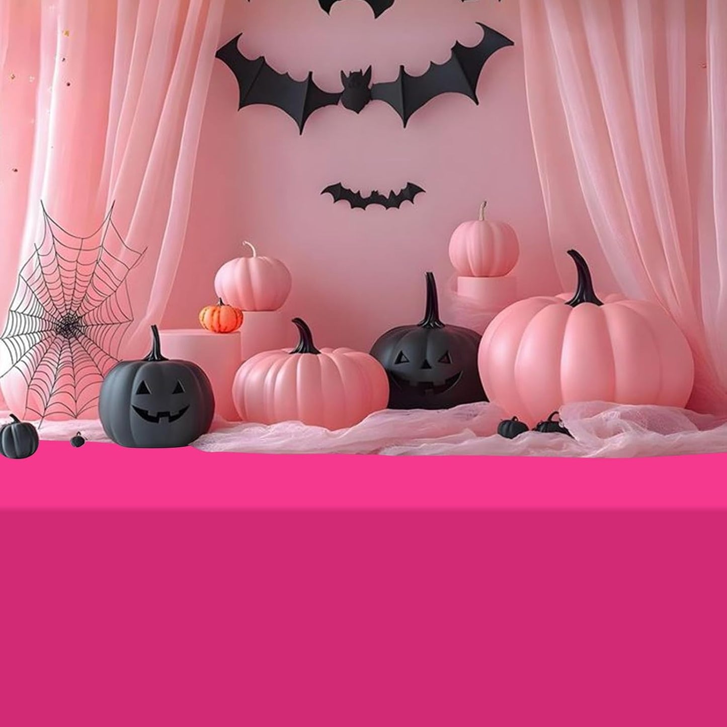 12 Pack Halloween Pink and Black Plastic Tablecloth for Rectangle Tables, Pink Black Disposable Table Cover, Rectangle Table Cloth for Girls Halloween Baby Shower Birthday Party Supplies Decorations