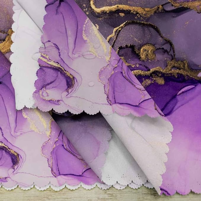 Purple Ink Gold Powder Cloth Napkins Dinner Table Napkin Marble Textures Color Blending Creative Art Washable Reusable Napkins Set of 4 for Kitchen Home Holiday Party Wedding 18 x 18 inch