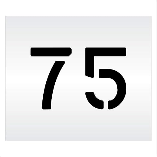 Pavement, Curb, and WheelStop Stencils - 6 inch Double Number Stencil - (75) - 6" x 9" x 1/8" (128 mil) - Pro-Grade