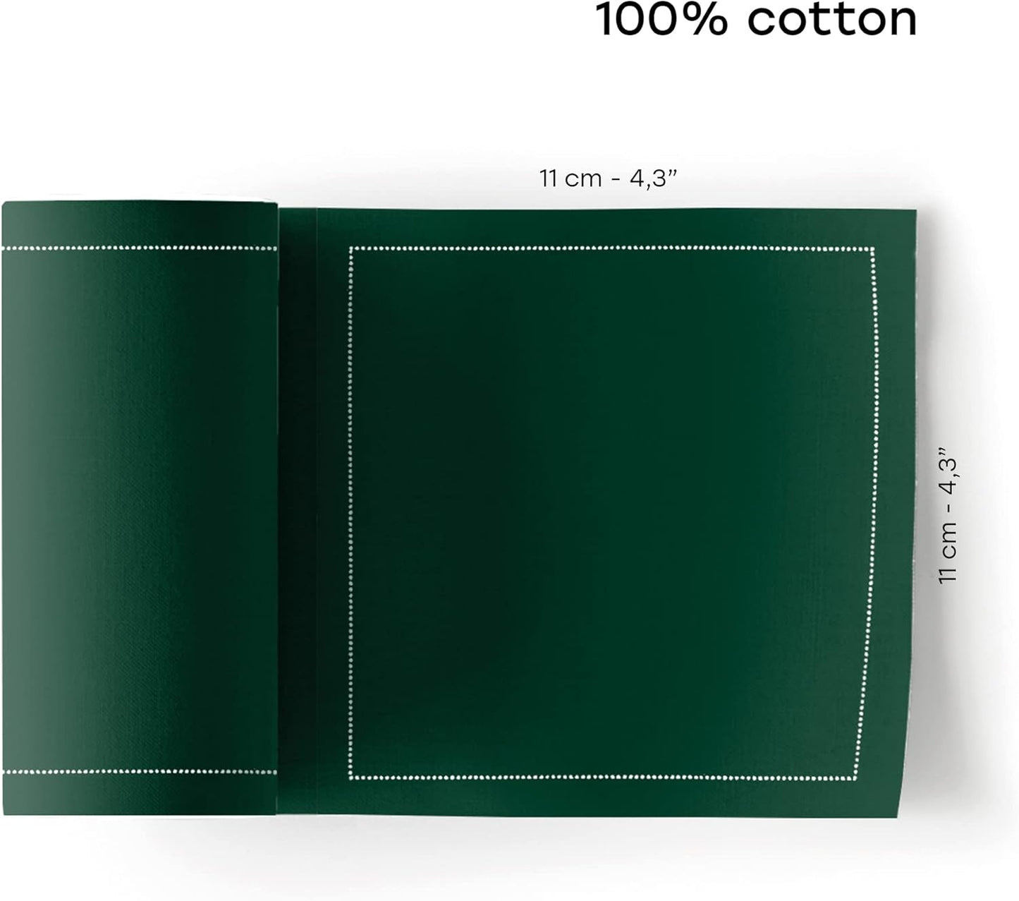 Cotton Cocktail Napkin - 4.3 x 4.3 in - 50 units per roll - English Green