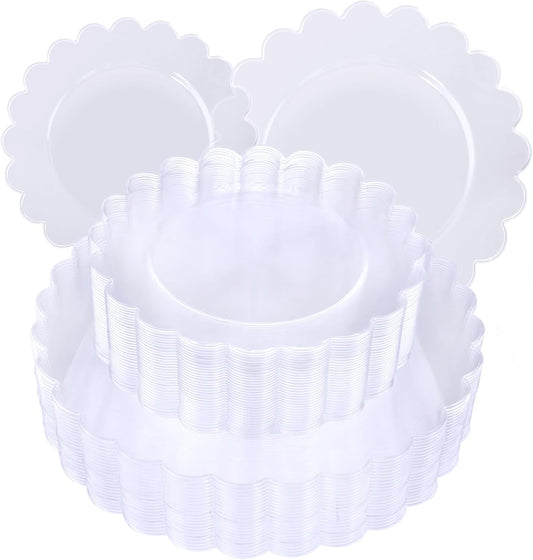 supernal 100pcs Clear Plastic Plates,Disposable Plastic Plates Heavy Duty,Premium Plate,Includes 50 Clear Dinner &50 Dessert Plate,for Party,Wedding,Brial Shower