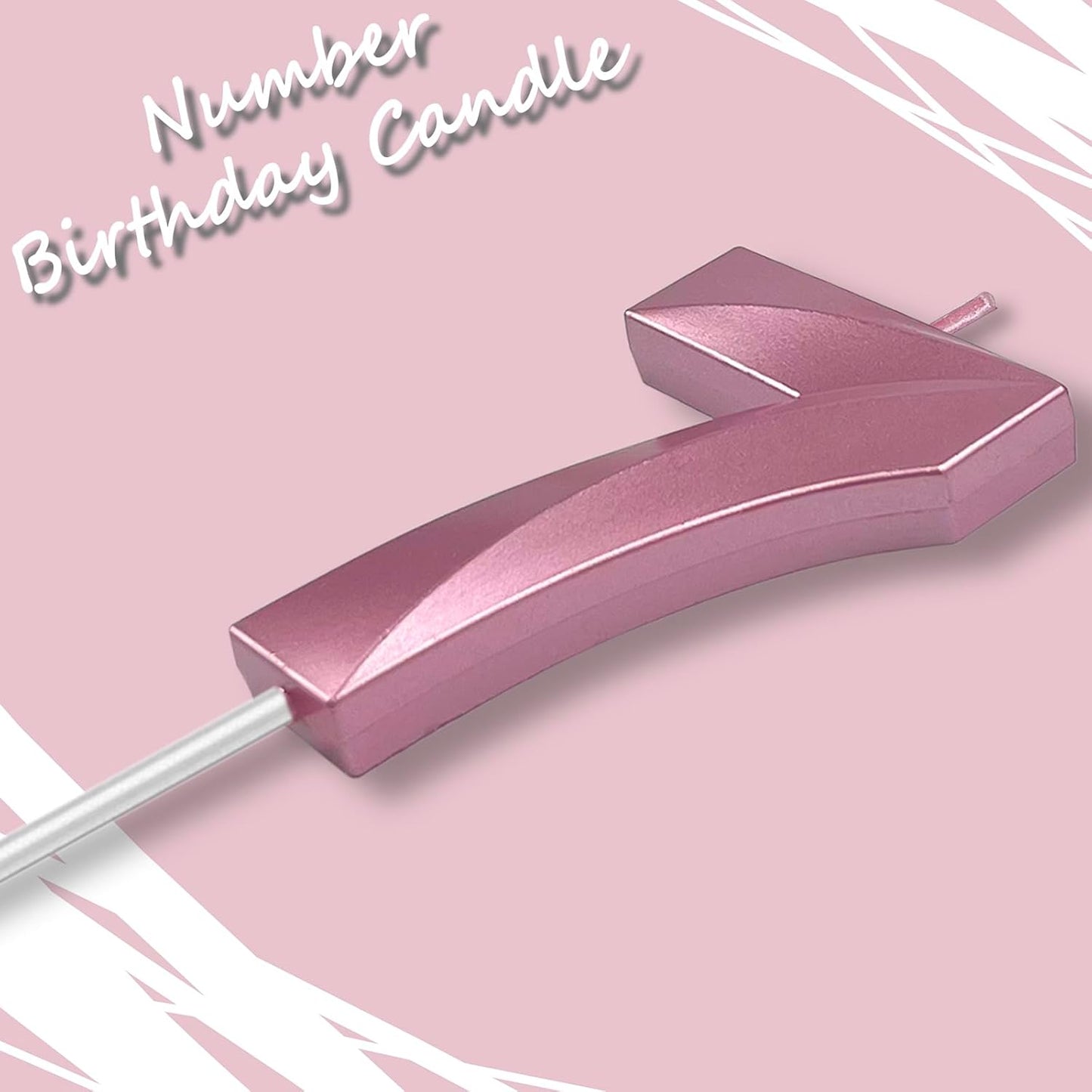 Pink Number 7 Candles, 3D Diamond 2.76 Inch Cake Topper Birthday Candles for Wedding Anniversary Cake Decorations, Happy Birthday Party Decorations