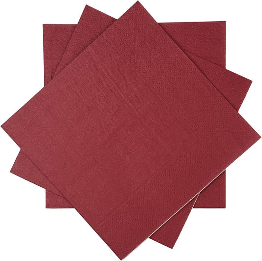 Burgundy Cocktail Napkins 5 * 5inch disposable Beverage Napkin paper for Cocktail, Wedding, Dinner，Birthday Party Dessert Wine Paper Napkins（ 120 Count）