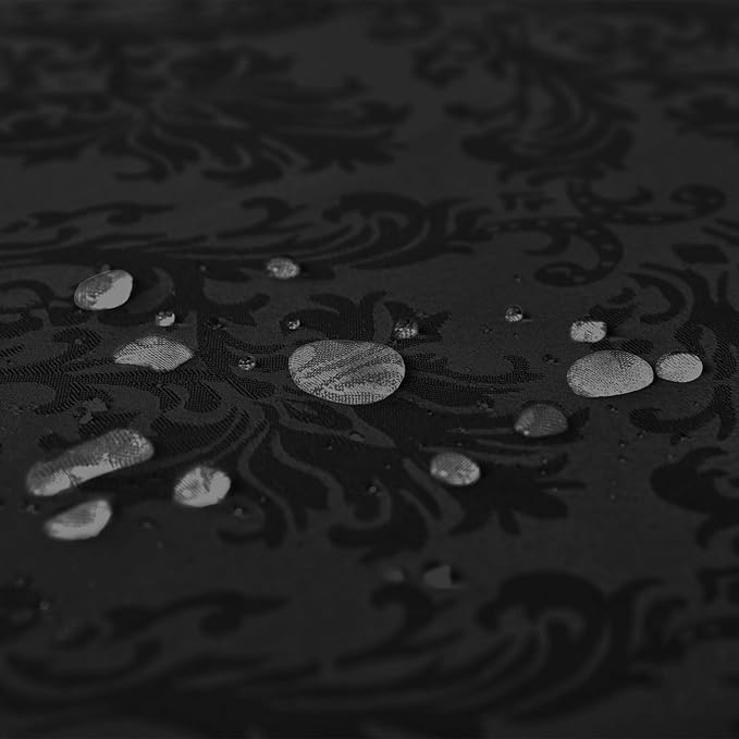 Rectangle Table Cloth - 60 x 102 Inch Black Jacquard Tablecloths Damask Design Spillproof Wrinkle Resistant Shrinkproof Soft Tablecloth Polyester Oblong Table Cover for Kitchen Dinning Party Tabletop