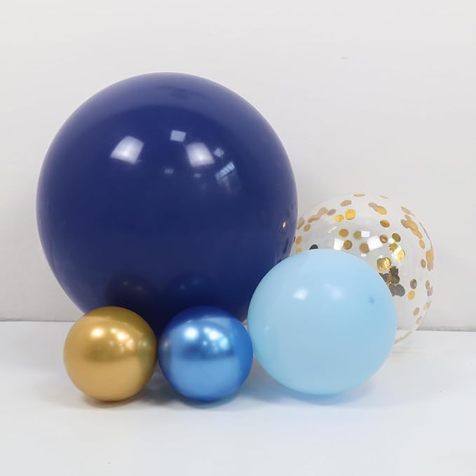 Navy Blue and Gold Balloons Arch Kit 164pcs Pastel Blue Gold Balloons Garland Kit in Different Sizes 5 10 12 18inch for Wedding Bridal Shower Baby Shower Birthday Party Decorations