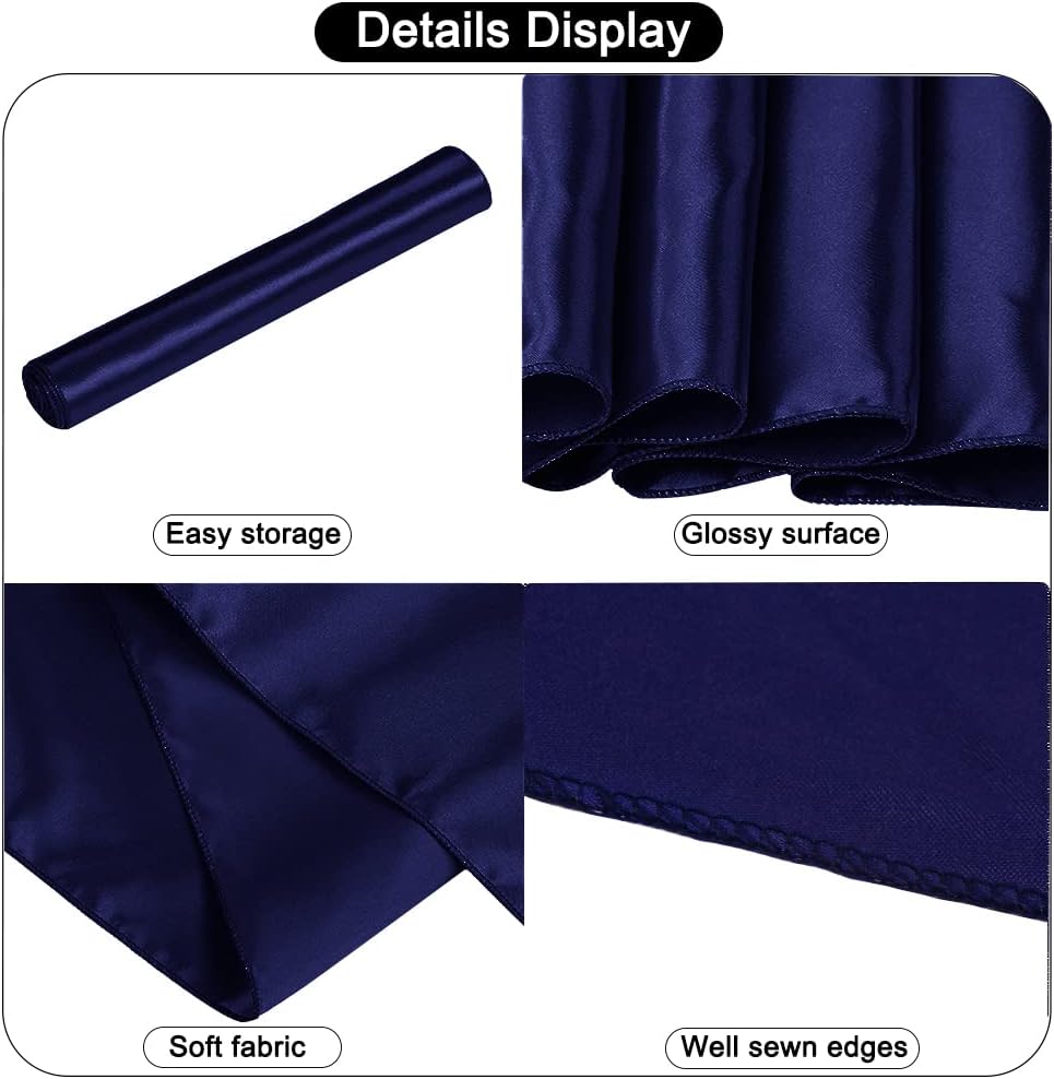 12 Pack Satin Table Runner 12 x 108 Inch Long Satin Table Runners for Wedding Banquet Graduations Birthday Party Decoration (Navy Blue)