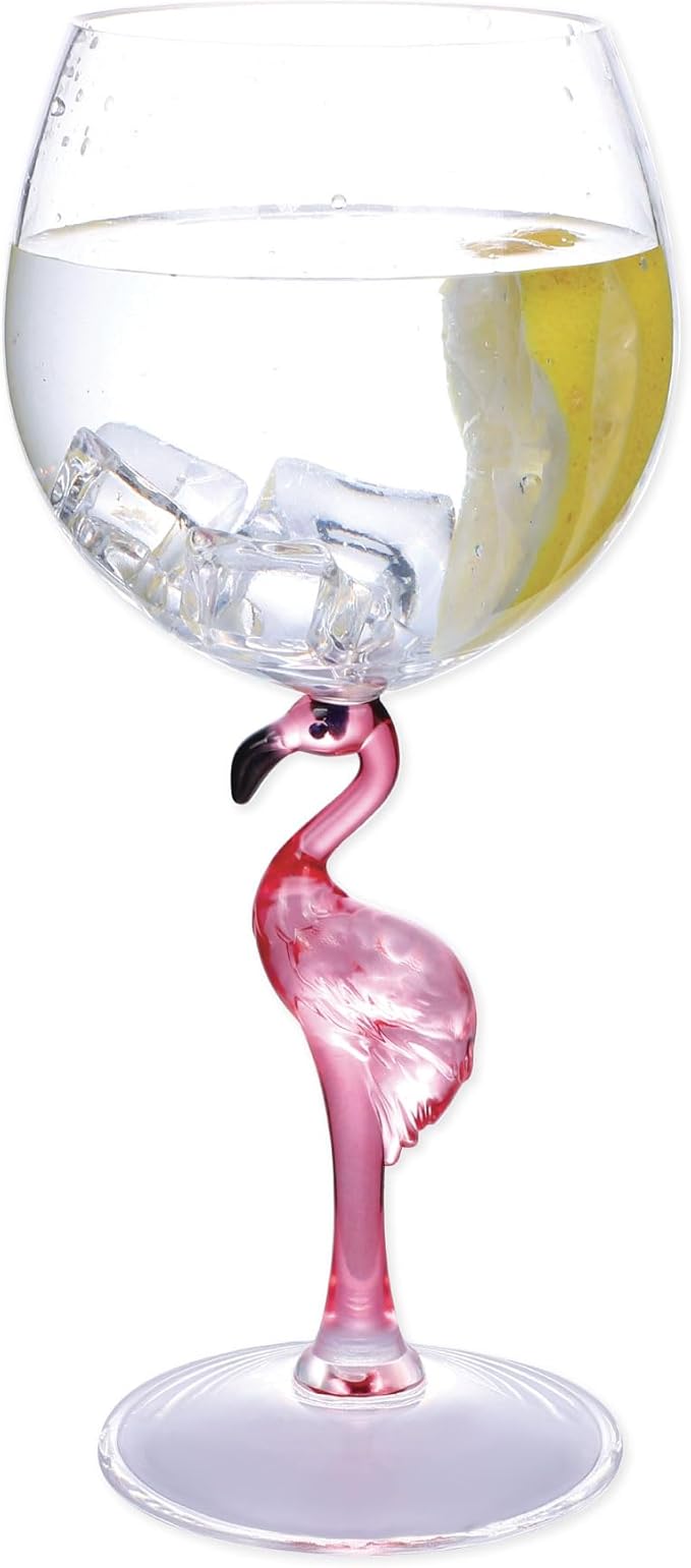 Supreme Housewares Flamingo Stem Wine Glasses, Pink Flamingo-Shaped Reusable Shatterproof Acrylic Glass for Red or White Wine, Poolside, Outdoors, Parties, 20 oz, Set of 2