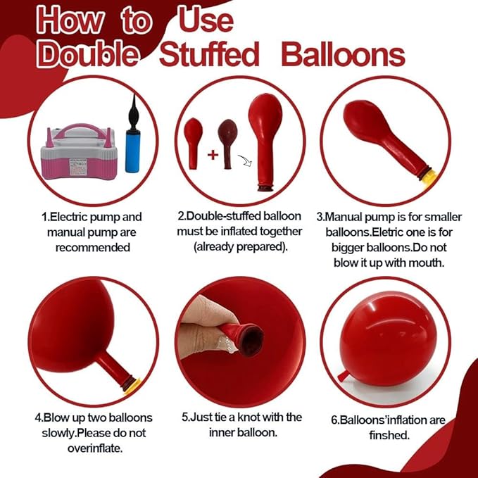 Red White Gold Balloon Arch Double Stuffed Burgundy Red Gold Pearl White Balloon Garland Kit Wine Latex Balloons for Moster's Day Birthday Wedding Engagement Graudation Party Decorations