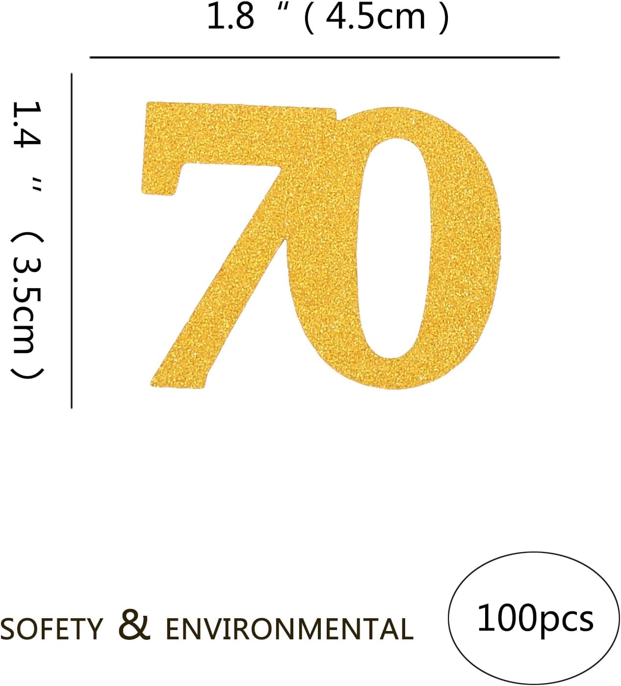 Number 70 Confetti Birthday Decorations - Gold Glitter 70th birthday Confetti Table Scatters Decorations Supplies for Birthday Anniversary Party