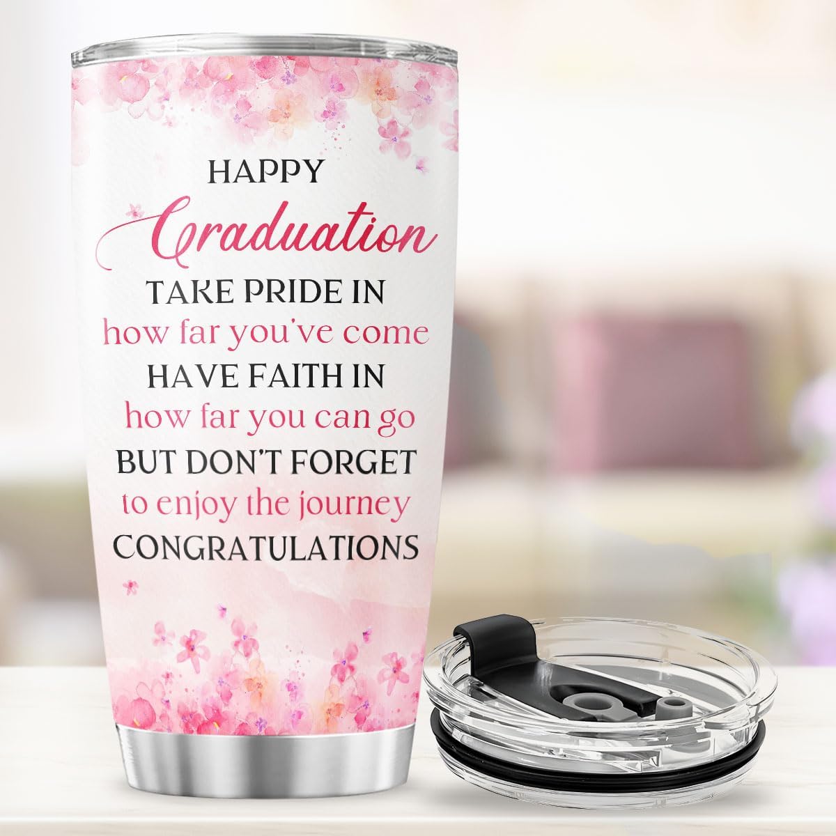 Graduation Gift for Her with Inspirational Heart Tree Design, She Believed Could So Did Quote, 20oz Stainless Steel Insulated Tumbler, Encouraging Present Women, Girls, Students