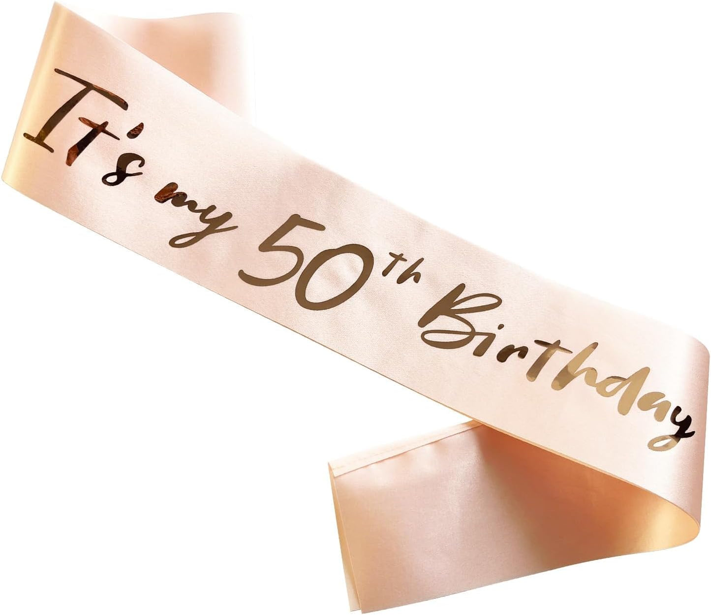 50th Birthday Sash for Women, Rose Gold Satin Sash with Foil Letter It's My 50th Birthday Sash Decorations Gifts for Women Happy 50th Birthday Party Favor Supplies