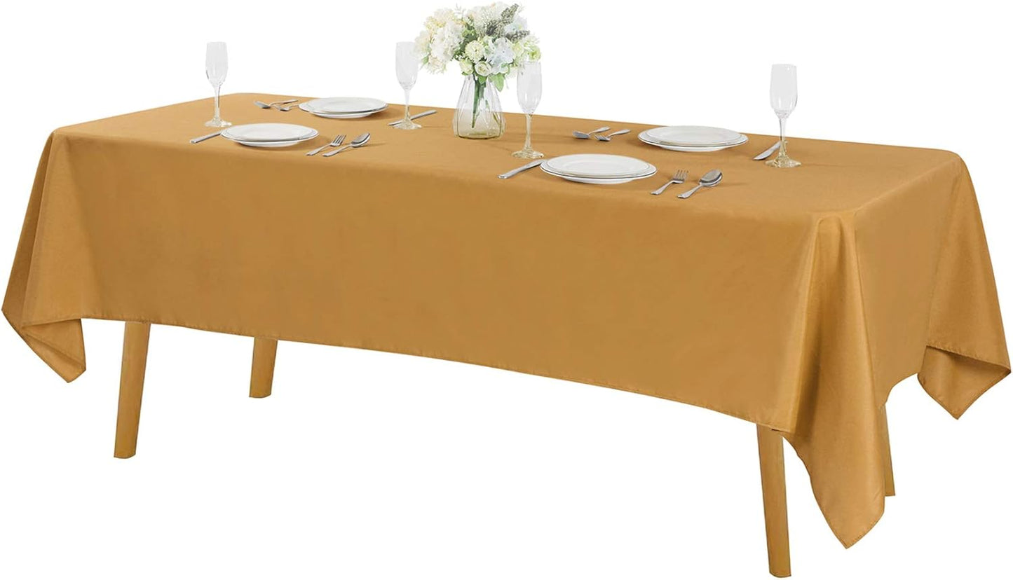 Cupuamon Rectangle Tablecloth 60x102 inch Washable Polyester Fabric Table Cloth for Wedding Party Dining Banquet Decoration（60x102, Gold）