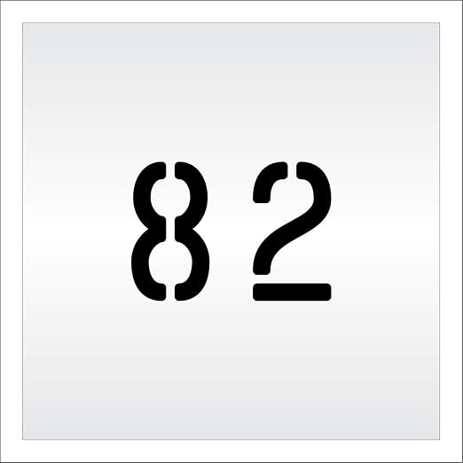Pavement, Curb, and WheelStop Stencils - 4 inch Double Number Stencil - (82) - 4" x 5.5" x 1/16" (63 mil) - Light-Duty