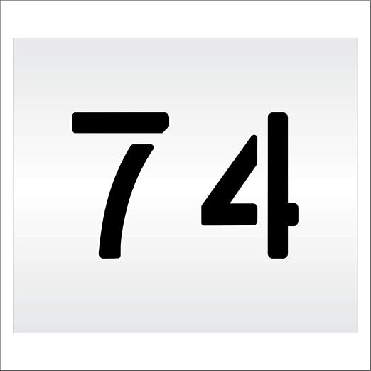 Pavement, Curb, and WheelStop Stencils - 6 inch Double Number Stencil - (74) - 6" x 9" x 1/16" (63 mil) - Light-Duty