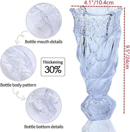Glass Flower vase 2.4lb 9.5inch,Bohemian Style, for Centerpieces,Wedding,Home Decor Glass Vase (Clear)