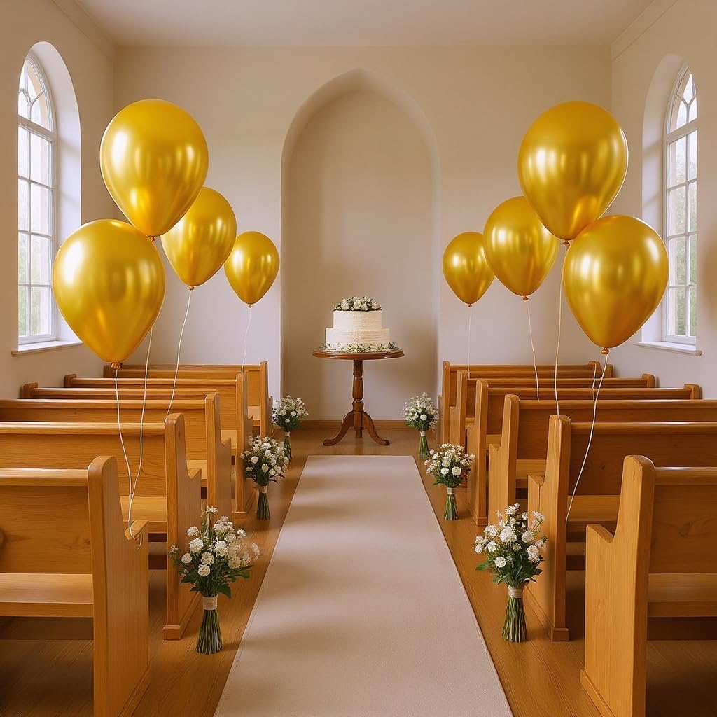 50 Pack 12 Inch Gold Latex Balloons for Party Decorations, Thick Premium Balloons for Wedding, Anniversary, Graduation, Holiday, Photo Backdrop, Arch & Garland, Air or Helium