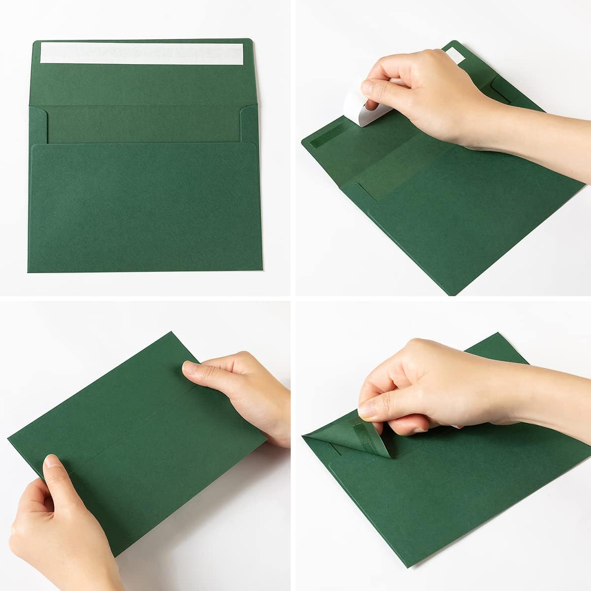 50 Pack 5 x 7 Envelopes Colored Self Seal for Wedding, Party Invitations, Greeting Cards, Announcements, Photos, 5.24 x 7.21 Inches (Dark Green)