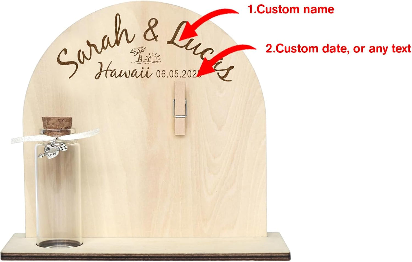 Personalized Honeymoon Sand Jar，Custom Anniversary Photo presents, Vacation Keepsake Jar，Wedding Presents，Honeymoon Present, Bride to be Gift，Valentine’s Day Gifts (style2)