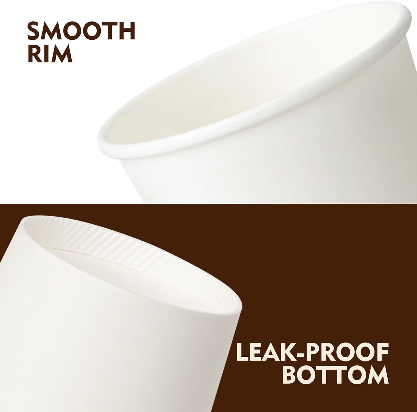 YEEHAW 8 oz 500 Pack Paper Cups, Disposable Coffee Cups, White Hot Cups, Suitable for Hot Drinkings, Perfect for Office, Home and Party Events
