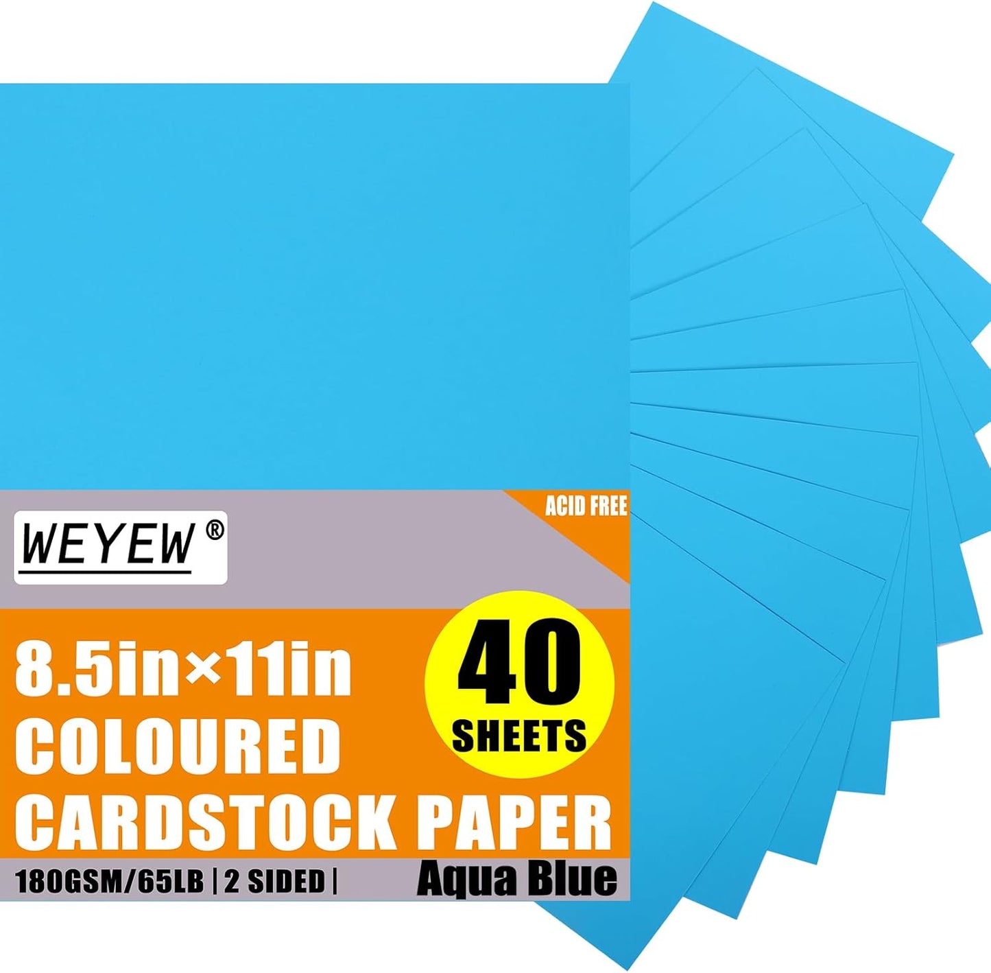 Aqua blue Cardstock 8.5 x 11 Thick Paper, 40 Sheets 65 LB/180 GSM, Cardstock Printer Paper for Invitations, Menus, Wedding, DIY Cards, Kids School Supplies