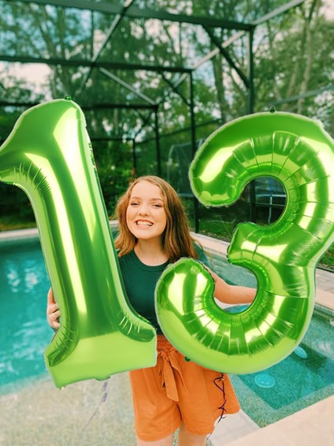 Numbers Balloon 3, 40 Inch Large Light Green Balloon for Three Year Old Birthday Decor, 3 13 30 31 Birthday Party Decorations for Wedding Supplies