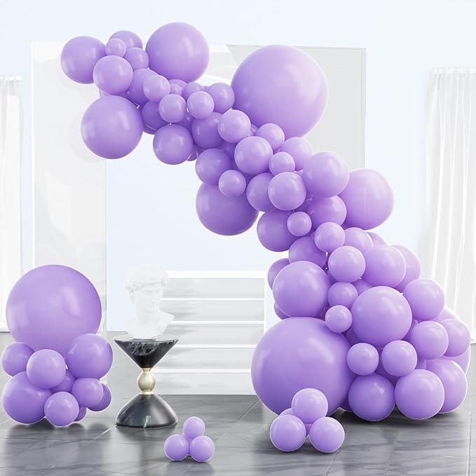 PartyWoo Lavender Balloons 85pcs Different Sizes Pack of 18 12 10 5 Inch Light Pastel Purple Lilac Balloon Arch Kit for Baby Shower Bachelorette Fairy Birthday Princess Party Decorations Purple-Q10