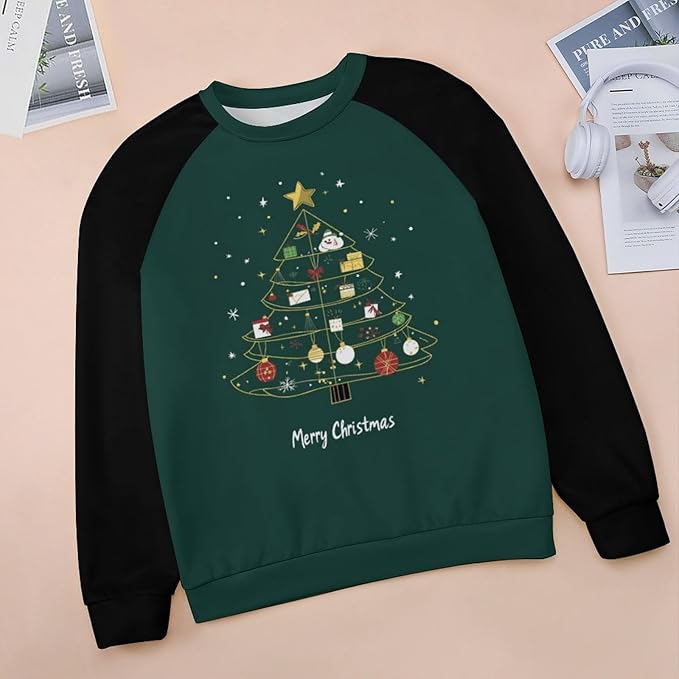 LOAIHA Christmas Sweatshirts for Women Christmas Tree Graphic Shirt Xmas Long Sleeve Merry Christmas Pullover Blouse