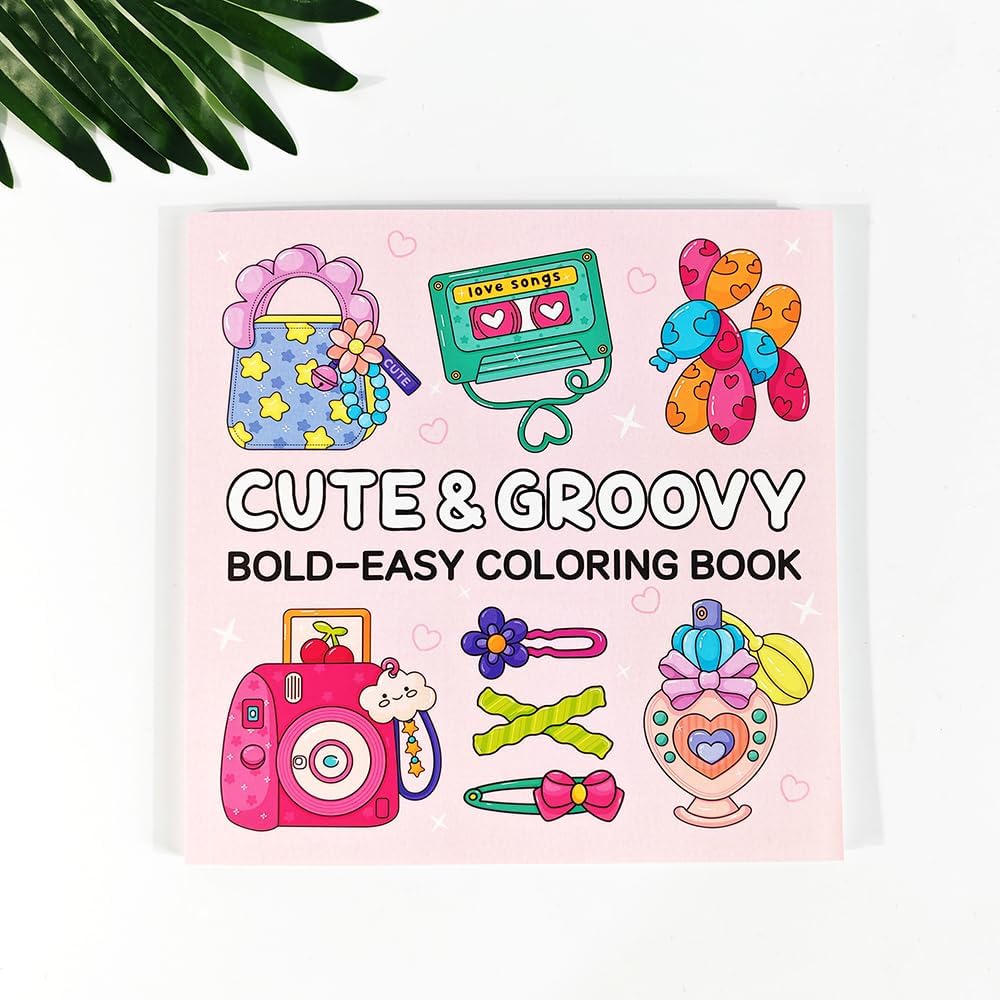 Adorable Coloring Book for Kids Ages 4–8: 40 Unique Single-Sided Pages to Prevent Bleed-Through | Thick Paper for Markers & Crayons | Screen-Free Learning Fun & Family Creative Gift (Cute & Groovy)