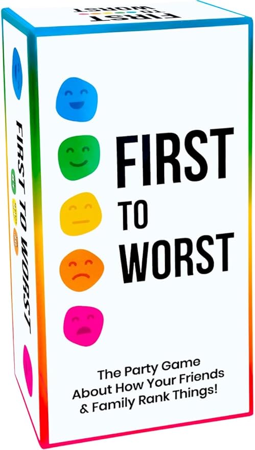 FIRST TO WORST Party Game - The Card Game About How Your Friends and Family Rank Things - White Elephant Gifts, Stocking Stuffers and Board Games Night with Friends with Polarizing Priorities