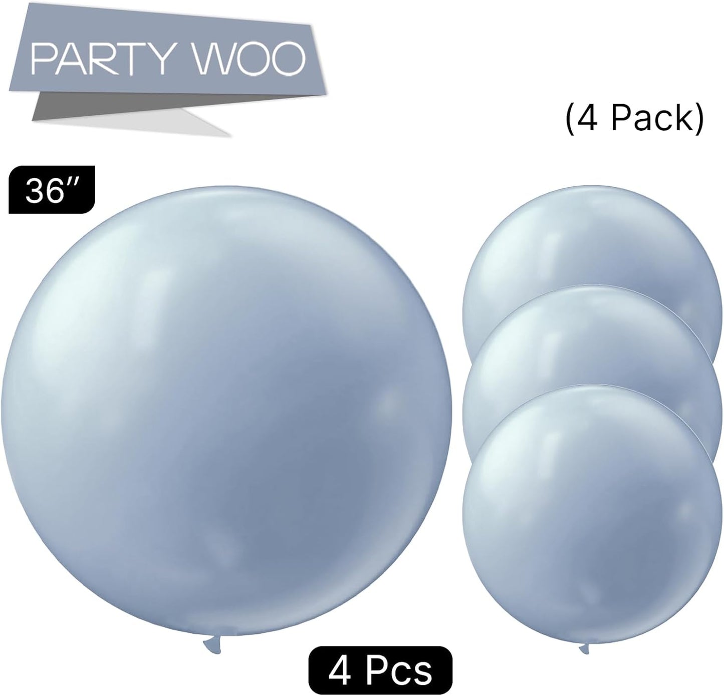 PartyWoo Dusty Blue Balloons 4 pcs 36 Inch Extra Large Big Jumbo Giant Light Boho Blue Balloons for Graduation Wedding Baby Shower Gender Reveal Graduation Birthday Party Decorations Blue-F51
