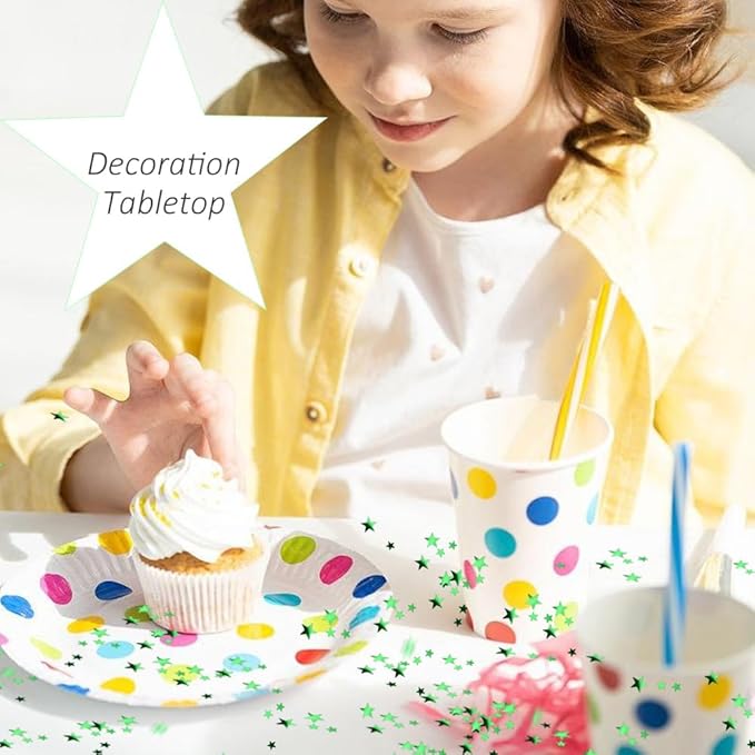 Ruidee 60g Star Confetti Metallic Foil Stars Table Confetti Metallic Foil Stars Sequin for Halloween Birthday Wedding Festival Party DIY(ZX/Green)