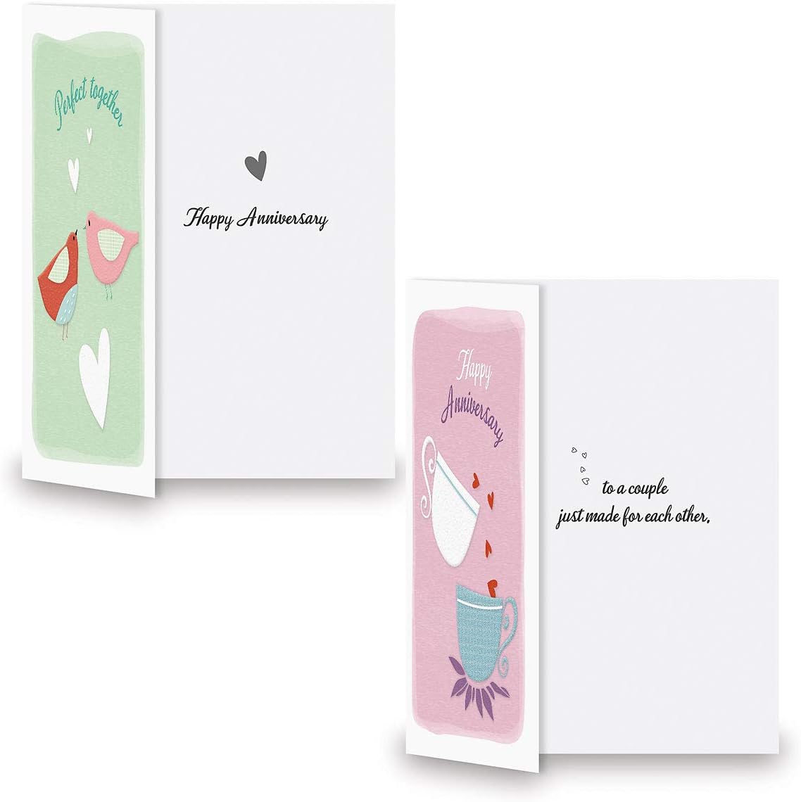 Every Happiness Anniversary Greeting Cards - Set of 8 (4 designs), Large 5" x 7" Wedding Anniversary Cards with Sentiments Inside, White Envelopes