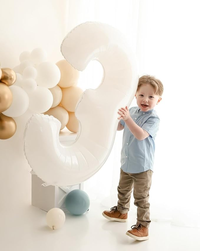 White 8 Balloon, Translucent Number Balloons 40 Inch, 8th Birthday Decorations for Boys Girls, White Birthday Balloons, White Party Supplies, Number 8 Balloon