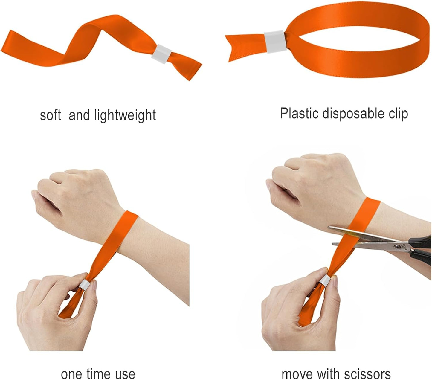 100 Pack Wrist Bands - Orange Wristbands for Events,Wristbands for Concerts Festival Admission Party 13.7” x 0.59”