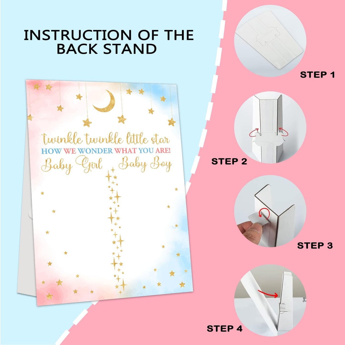 Gender Reveal Party Games, Twinkle Little Star Theme Baby Gender Reveal Voting Board Sign, 48 Boy Girl Voting Stickers, He or She, Baby Gender Reveal Party Decorations Games for Boy or Girl Shower