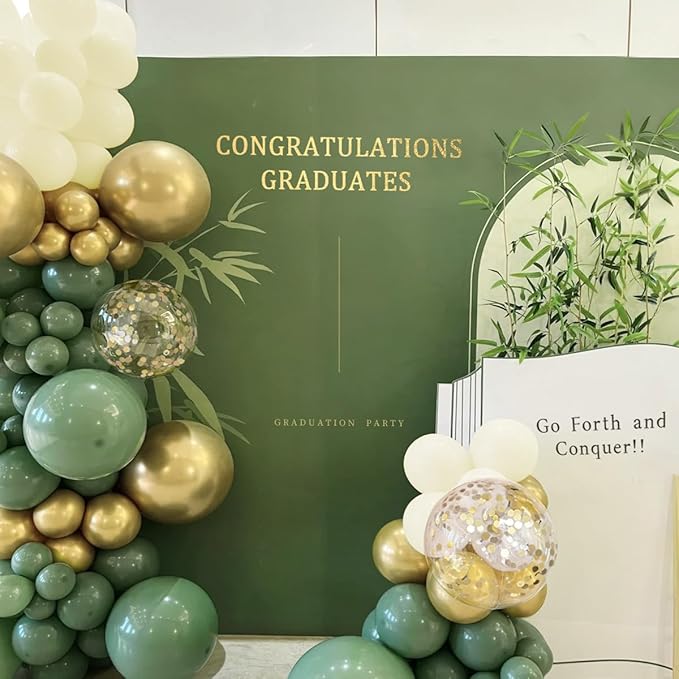 Sage Green White Gold Balloon Garland Arch Kit, 167Pcs Latex Balloons Different Sizes 15 12 10 5 inch for Baby Shower Gender Reveal Birthday Engagement Party Decorations