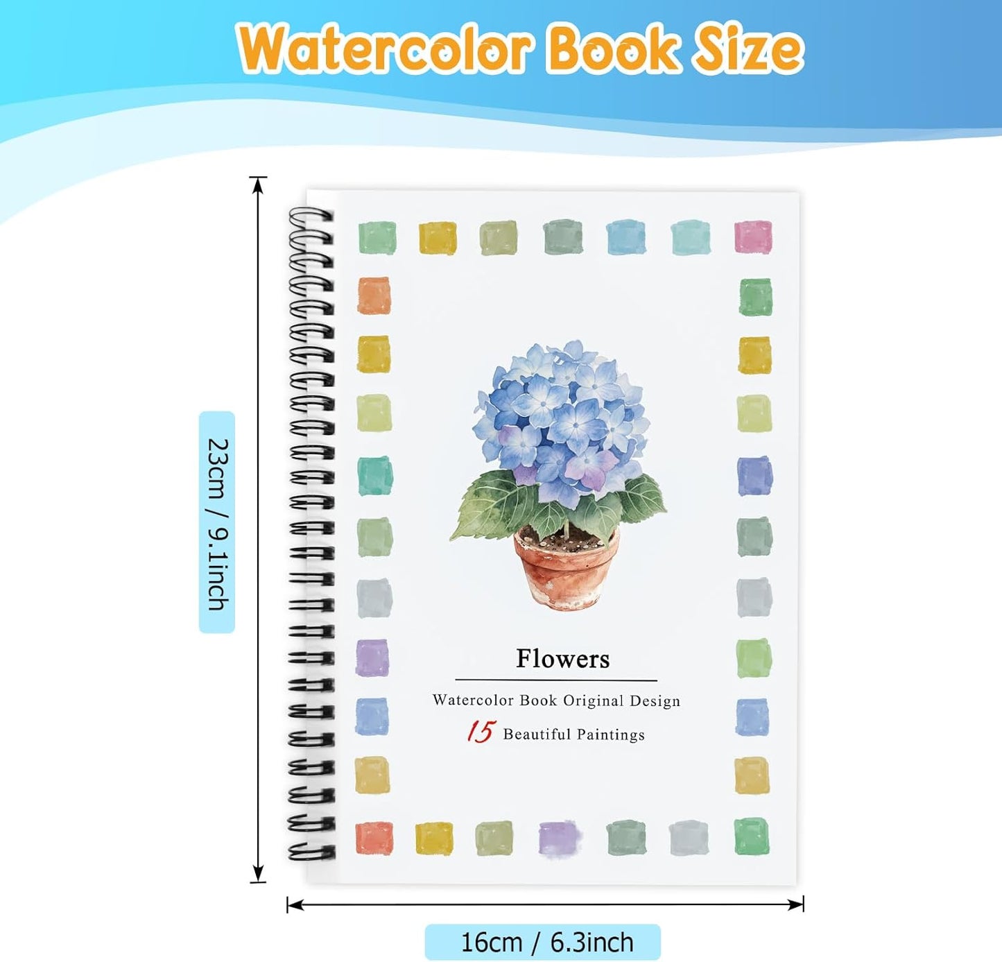 SLWBZ Watercolor Workbooks Coloring Book, Beginner Friendly Painting Kit, Easy Exquisite with Steps, Creative Exploration Watercolor Book with Paint Set for Adults Teens (Flowers, Without Paint)