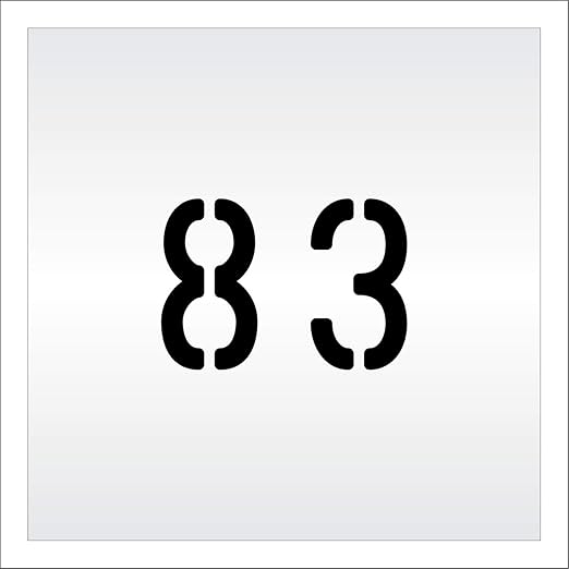 Pavement, Curb, and WheelStop Stencils - 4 inch Double Number Stencil - (83) - 4" x 5.5" x 1/8" (128 mil) - Pro-Grade