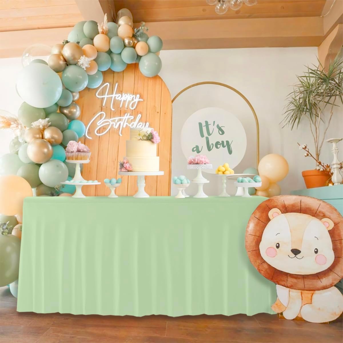 Your Magic Moment Sage Green Table Cloth Rectangle Table Skirts - Spandex Covers 6 ft 2pcs Banquet Linen Tablecloth - Green Party Decorations Décor
