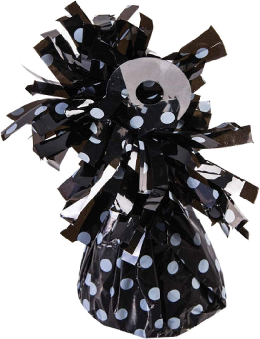 PMU Polka Dot Kisses Balloon Weights - Decorative Balloon Weight for Christmas, Thanksgiving, Birthday, Party Favors, Wedding & Baby Shower - 6oz. Black With White, Pkg/1
