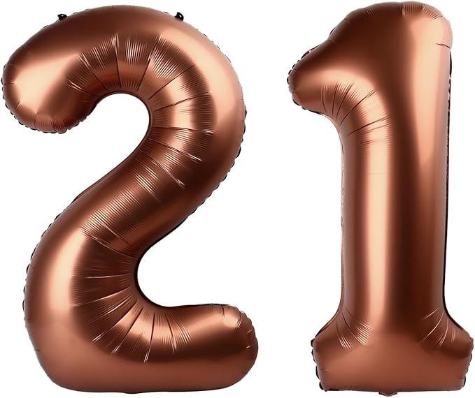 Dark Brown Number 21 Balloon 40 inch, Coffee Brown 21 Number Balloons, 21st Birthday Decorations, Chocolate 21 Year Old Women Men Party Supplies