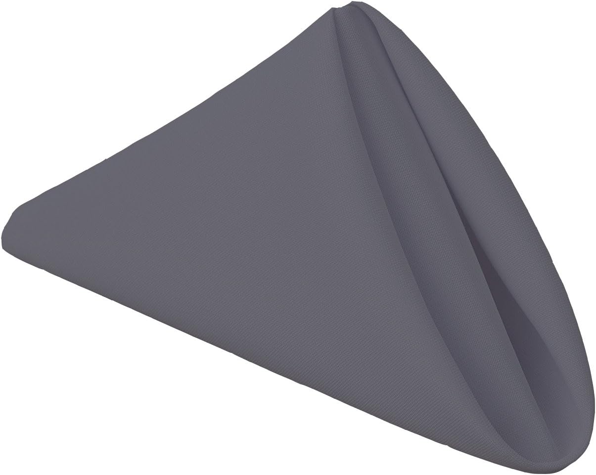 Gee Di Moda Cloth Napkins - 17 x 17 Inch Charcoal Dinner Napkins - Set of 12 Soft & Absorbent Washable Fabric Cloth Table Napkins with Hemmed Edges for Hotel Restaurant, Holiday Parties & Wedding