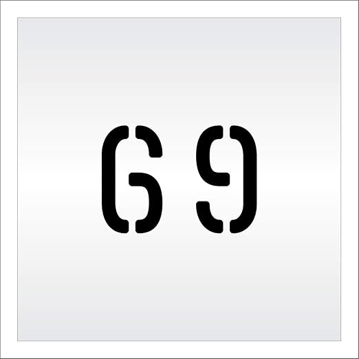 Pavement, Curb, and WheelStop Stencils - 4 inch Double Number Stencil - (69) - 4" x 5.5" x 1/8" (128 mil) - Pro-Grade