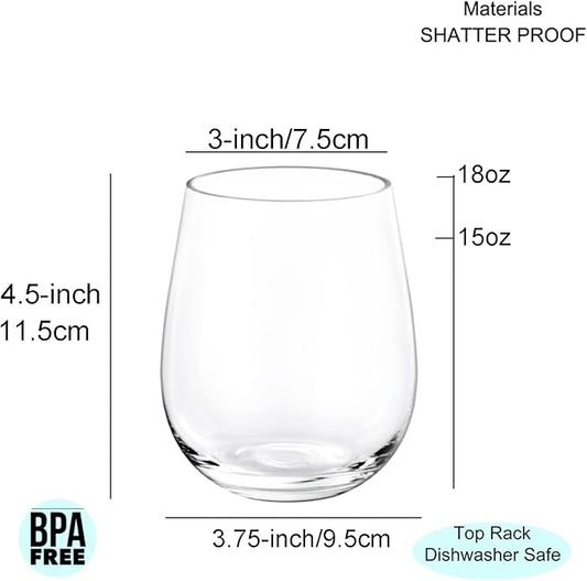 KX-WARE Unbreakable 18-ounce Acrylic Stemless Wine Glasses, set of 8 Clear
