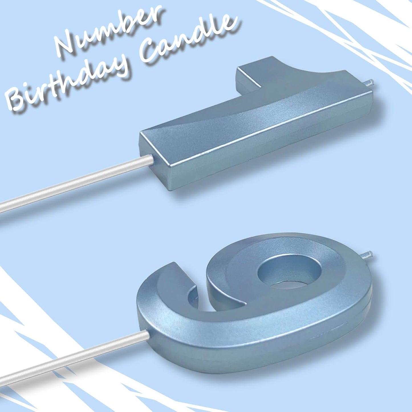 Blue Number 19 Candles, 3D Diamond 2.76 Inch Cake Topper Birthday Candles for Wedding Anniversary Cake Decorations, Happy Birthday Party Decorations