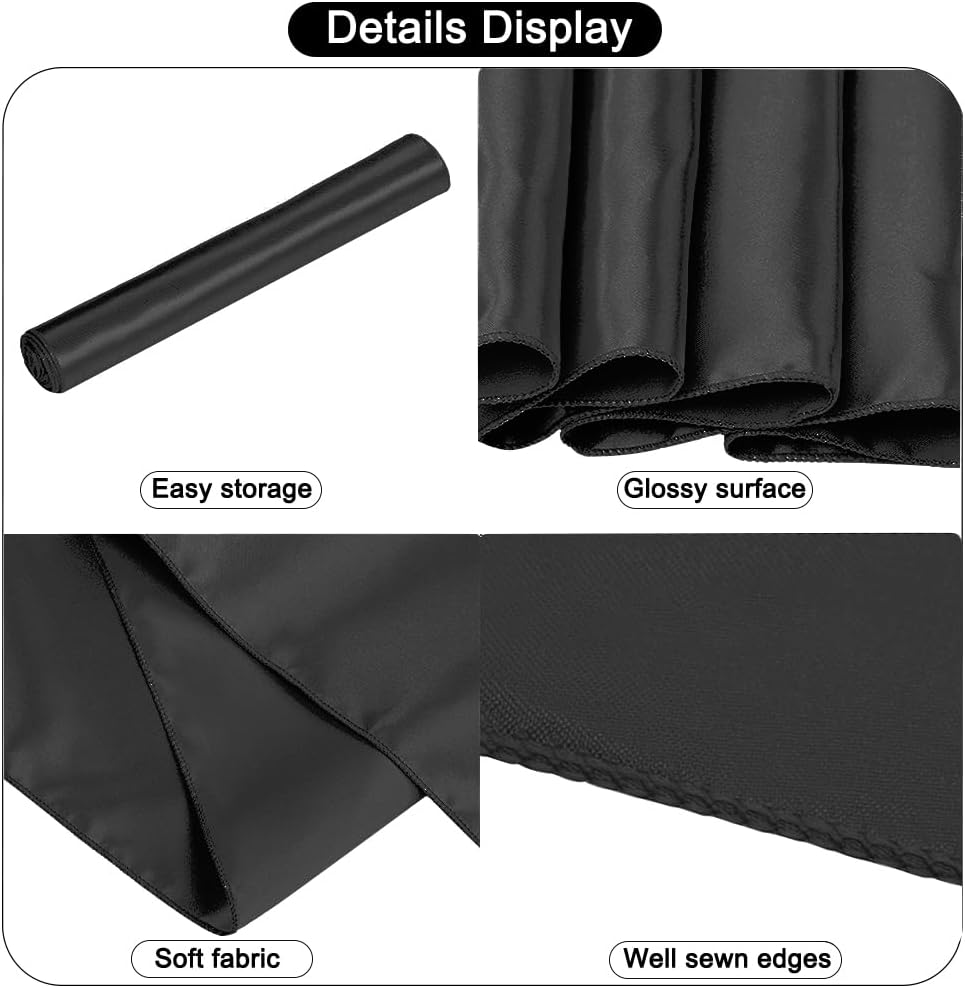 12 Pack Satin Table Runner 12 x 108 Inch Long Satin Table Runners for Wedding Banquet Graduations Birthday Party Decoration (Black)