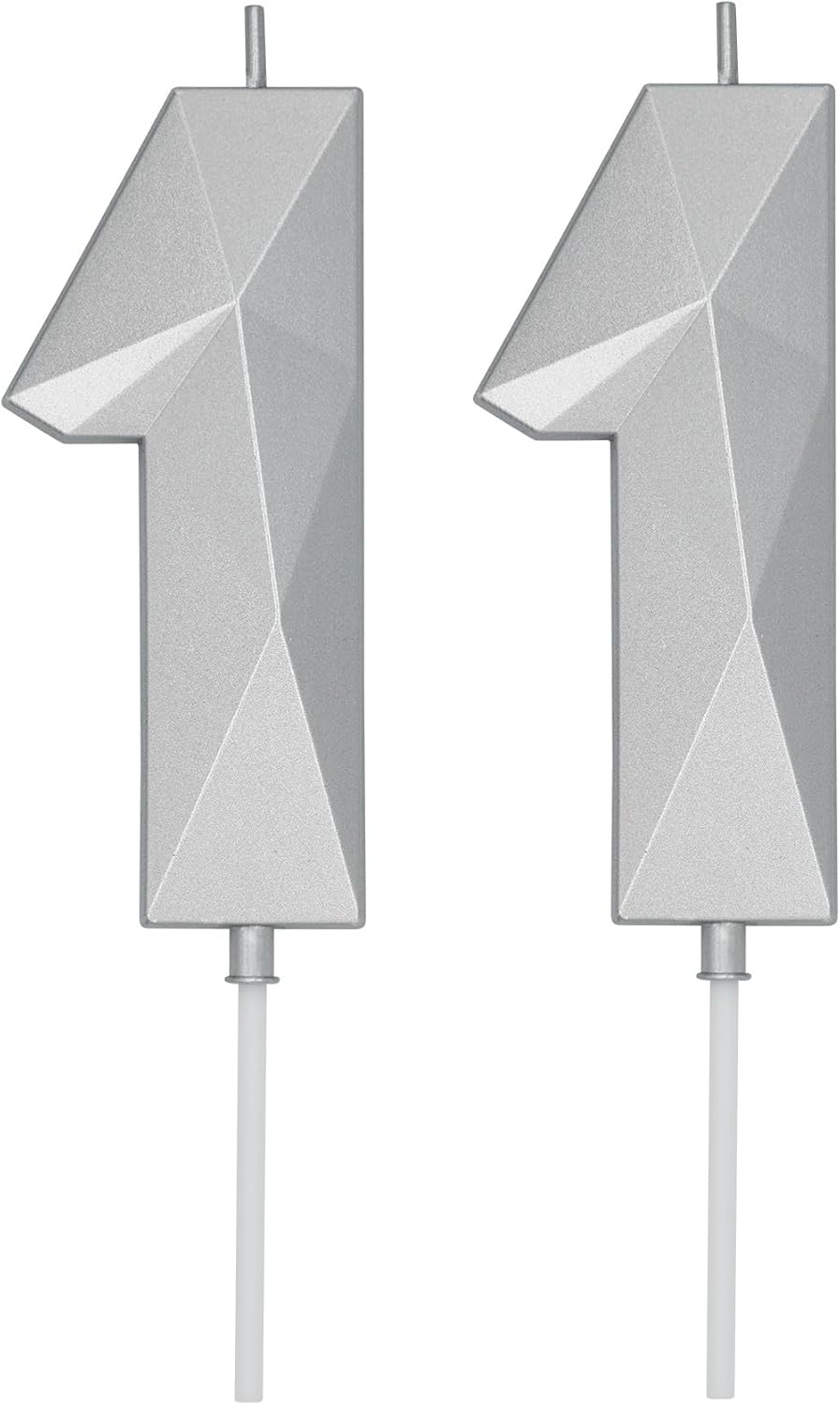 DERVENTA Birthday Candle Big Number 3D Silver 3.7 inch Party Celebration Anniversary Decoration Cake Topper 1 Piece (Number 11 Silver)