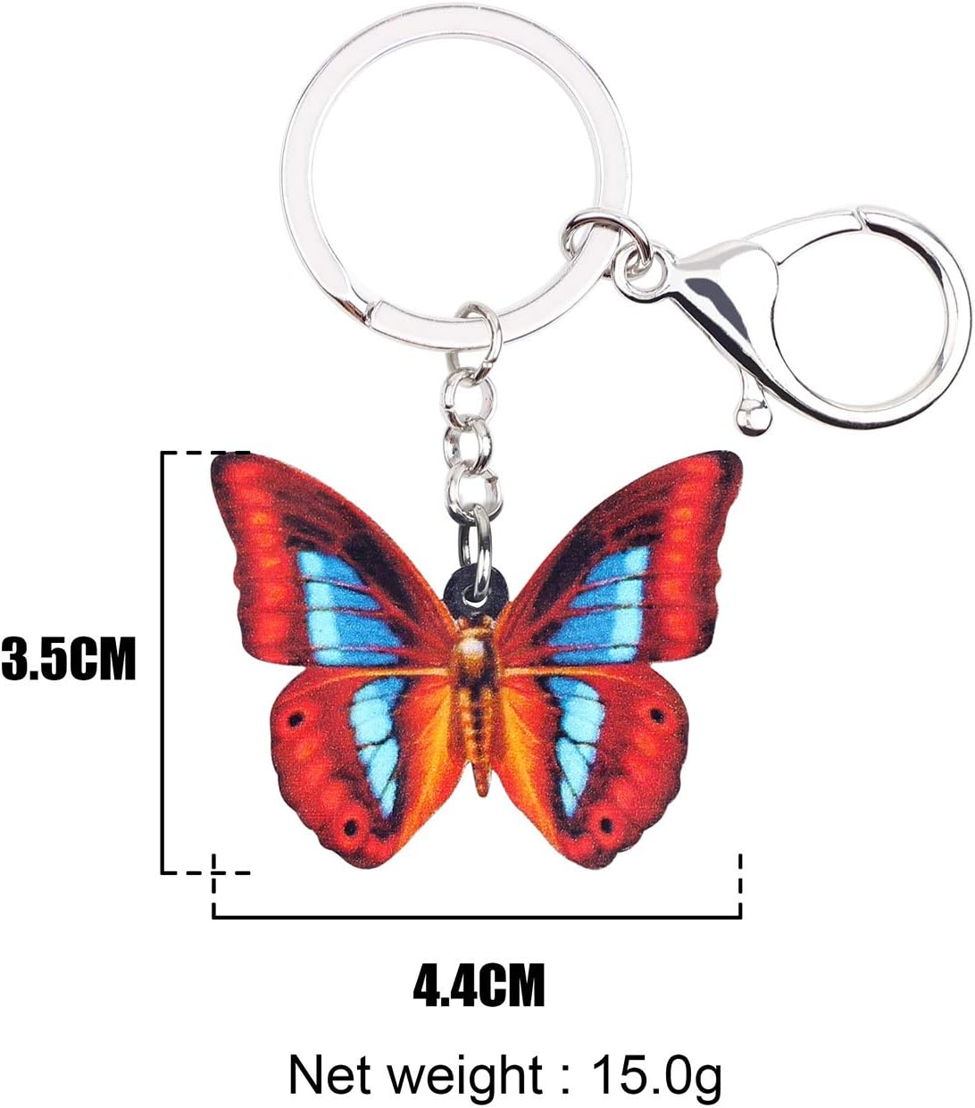 BONSNY Morpho Menelaus Butterfly Key Chains for Women Car Purse Bag Rings Pendant Charms