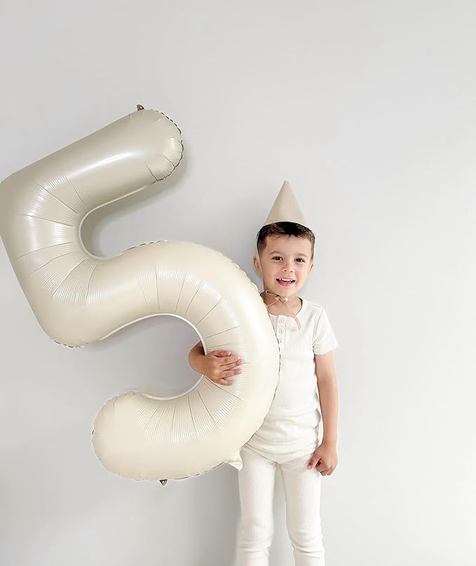 Cream 8 Balloon, Number Balloons 40 Inch, Cream 8th Birthday Decorations for Boys Girls, Birthday Balloons Party Supplies, Number 8 Balloon